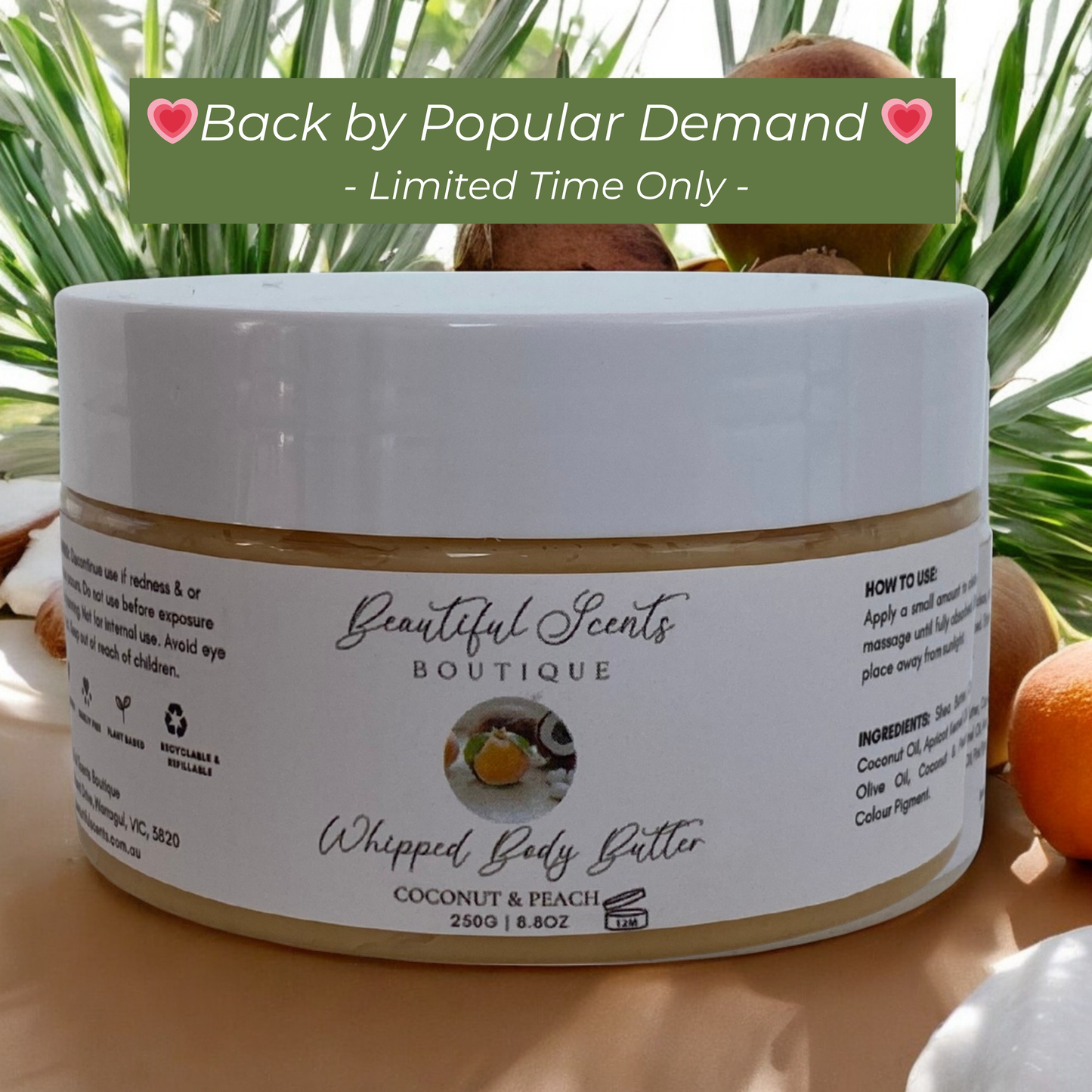 Coconut Peach - Body Butter Moisturiser